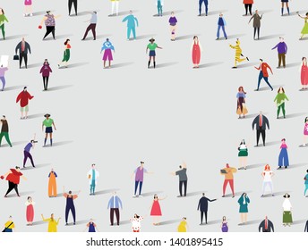 Background with space for tex made of lots of people, different professions, age group and backgrounds. 