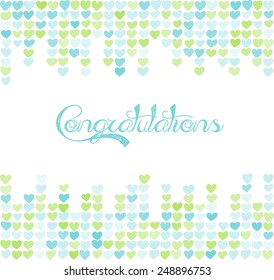 Background with space for text. Card of congratulations. Frame of  small colorful hearts.