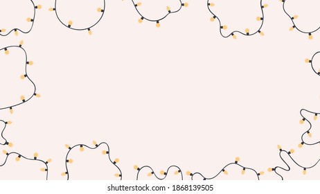 Background with space for text. Festive garlands with light bulbs. Vector.