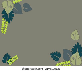background with spaces. paper cut style leaf illustration