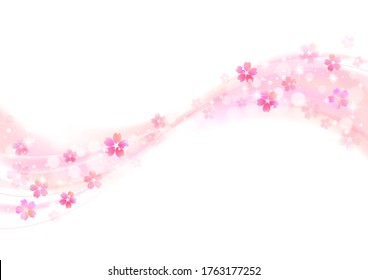 Background with sparkling cherry petals