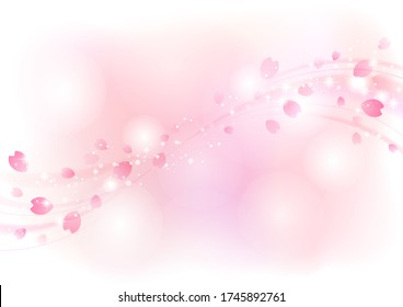 Background with sparkling cherry petals flying