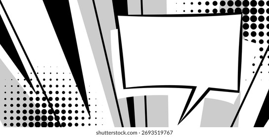 Background with speech bubble. Decorative abstract card in pop art style.