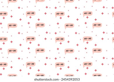 Background of speech bubbles with compliment phrases, self love quotes with star, seamless pattern. Vector illustration can use for textile, fabric design, posters.