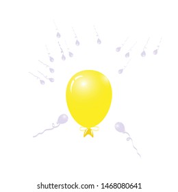 background sperm that run to wards the egg. competition concept with balloon ilustration