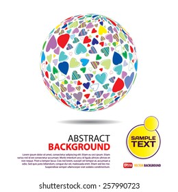 Background of the sphere with the texture of hearts with place for text