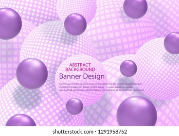 Background with spheres .Banner with balloons .Realistic Vector Design.