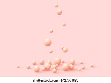 Background with spheres. Minimal abstract backdrop with realistic balls. Art poster, modern trendy banner, 3d element design, group objects