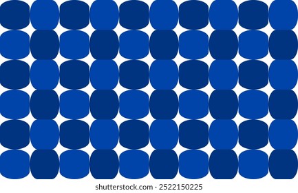 fundo com esferas, padrão sem emenda com tira de quadrados redondos, tom azul e branco redondo bloco xadrez padrão repetição, imagem repleta, design para impressão de tecido
