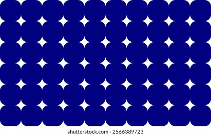 background with spheres, seamless pattern with round squares with star, blue tone and white round block checkerboard repeat pattern, replete image, design for fabric printing