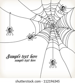 Background with spiders and cobweb. Vector Illustration.