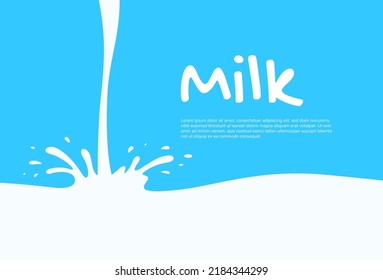 Background with spilled milk. Natural farm product. Vector illustration