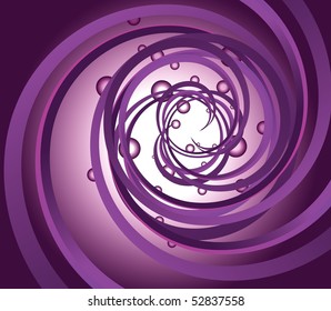Background with spiral and drops, vector