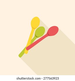 Background with spoon, flat vector illustration.