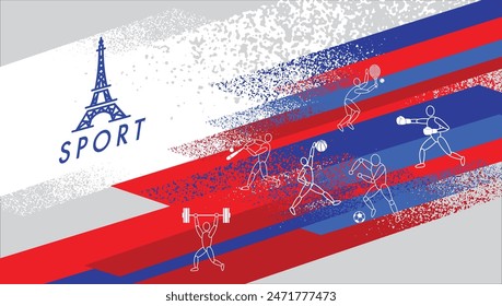 Background Sport, grunge Texture, France Flag, eiffel tower,
Illustration vector