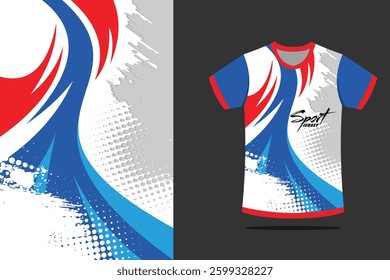 Background sport jersey design for football soccer, racing, esports, running,in red and blue color Template EPS 10