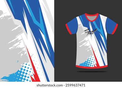 Background sport jersey design for football soccer, racing, esports, running,in red and blue color Template EPS 10