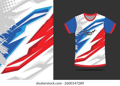 Background sport jersey design for football soccer, racing, esports, running,in red and blue color Template EPS 10