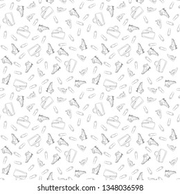 Background sport pattern. Seamless pattern with sport equipment, isolated on white. Fitness seamless doodle pattern.