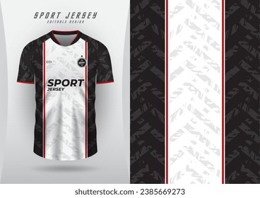 fondo de la camiseta deportiva jersey de fútbol que ejecuta la camiseta de carreras Patterned, franja blanca central y fondo negro