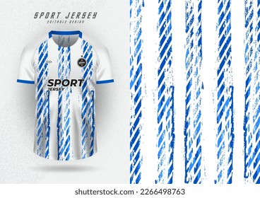 Antecedentes para la camiseta deportiva, la camiseta de fútbol, la camiseta de carreras, el patrón blanco y azul de cinco rayas.