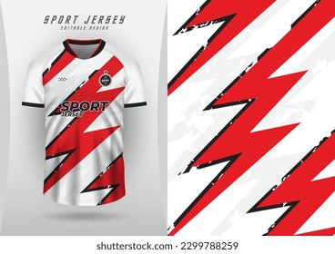 Background for sports jersey, soccer jersey, running jersey, racing jersey, red white lightning pattern.