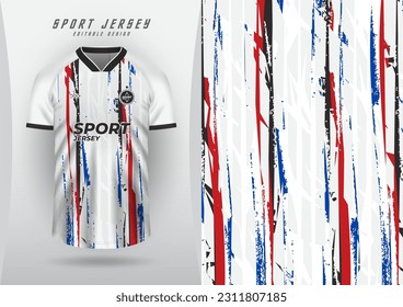 Background for sports jersey, soccer jersey, running jersey, racing jersey, pattern, white, red, blue, black pattern with design.