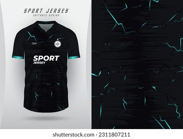 Background for sports jersey, soccer jersey, running jersey, racing jersey, lightning pattern, black gradient with design.