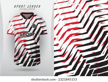 Antecedentes para la camiseta deportiva, la camiseta de fútbol, la camiseta de carreras, el zigzag rojo y negro.