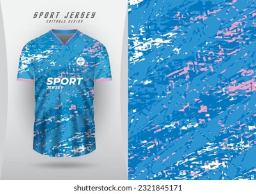 Background for sports jersey, soccer jersey, running jersey, racing jersey, grunge pattern, blue, pink and white.