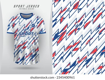 Antecedentes para la camiseta deportiva, la camiseta de fútbol, la camiseta de carreras, el patrón zigzag, blanco y azul rojo.