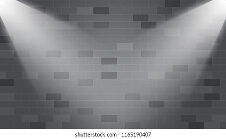 Background spotlight illuminated on a brick wall,Vector.