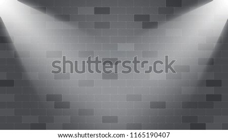 Background spotlight illuminated on a brick wall,Vector.