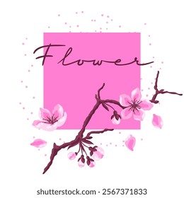 Background with spring flowers. Apple, sakura or cherry blossom. Beautiful decorative blooming plants.