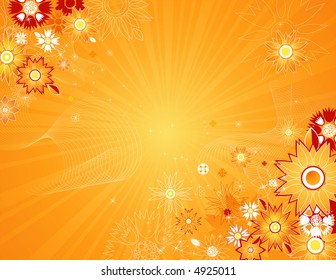Background of spring flowers with leafs,  vector illustration
