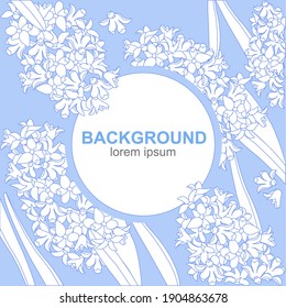 Background with spring flowers. Postcard with flowers. Template or blank for poster, label and other. Vector illustration.