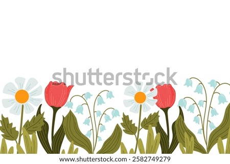 Background with  spring flowers. Vector illustration on a white background.
