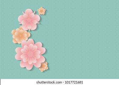 Background with spring flowers. Women's Day, Mother's Day and Valentine's Day. Vector.