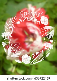 Background  with spring garden flowers. Blurred Vector Illustration