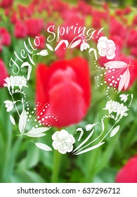 Background  with spring garden flowers. Blurred Vector Illustration