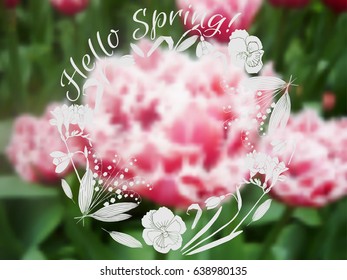 Background  with spring garden flowers. Blurred Vector Illustration