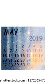 background spring May calendar thaw drops rain glass month