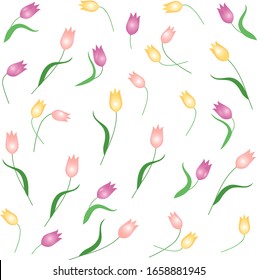 
Background with spring multi-colored tulips.
