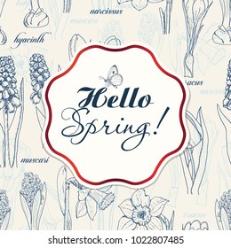 Background for spring season with flowers. Vector illustration for your design