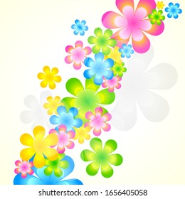 The background of spring, with the theme of flowers of various colors - vector