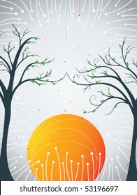 Background with a spring tree