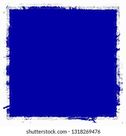 Background square of blue paint. The texture is solid for text. Grunge style template for logo, icon, poster, label