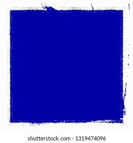 Background square of blue paint. The texture is solid for text. Grunge style template for logo, icon, poster, label