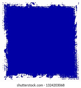 Background square of blue paint. The texture is solid for text. Grunge style template for logo, icon, poster, label