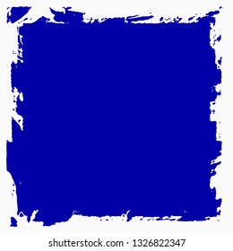 Background square of blue paint. The texture is solid for text. Grunge style template for logo, icon, poster, label